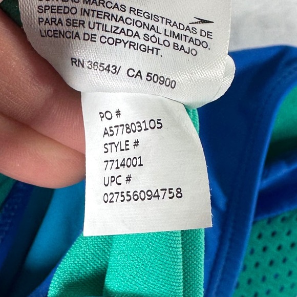 Speedo Girls Swimsuit Size 14 Blue Green Athletic One Piece‎ Training Racerback - Picture 6 of 9